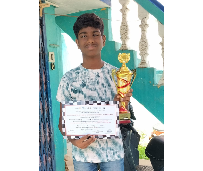 Melvin Roger R V Secures 3rd Place at UDER15OPEN Rotary Sathurangam 3.0 Tamil Nadu State Level Chess Tournament